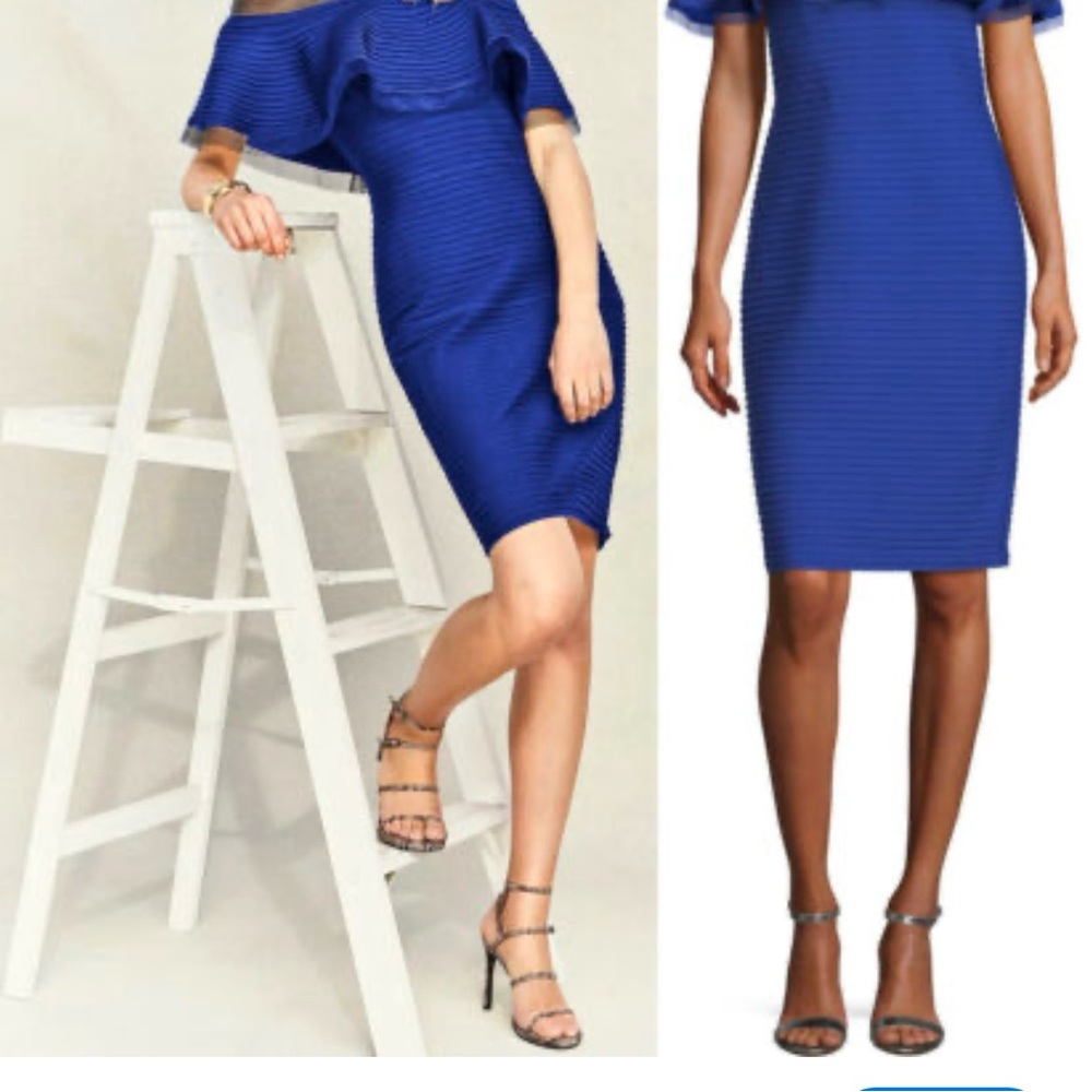 Marciano Bandage Off-Shoulder Blue Dress Small